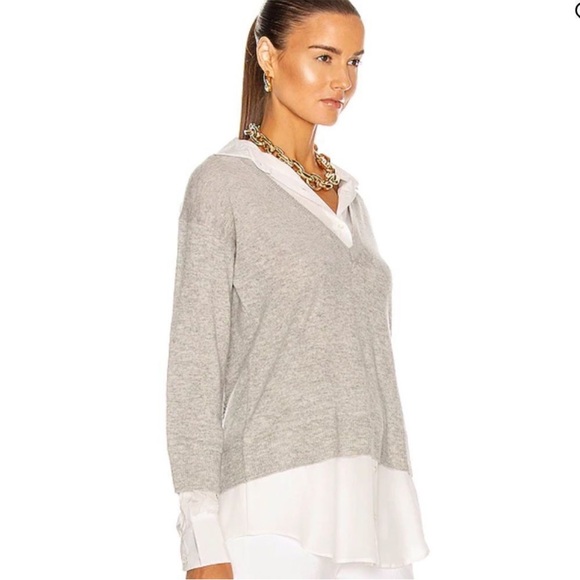 Brochu Walker cashmer blend V-Neck Sweater with White Shirt Combo xs excellent - Picture 2 of 8